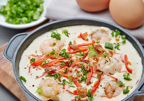 Steam Soy Egg with Oats and Seafood